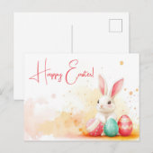 Bunte Aquarell Oster Postkarte mit Ostereiern ポストカード (正面/裏面)