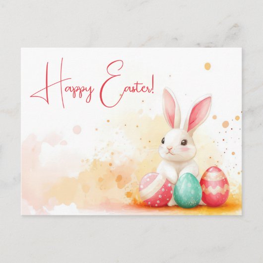 Bunte Aquarell Oster Postkarte mit Ostereiern ポストカード (正面)