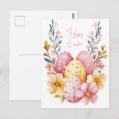 Bunte Aquarell Oster Postkarte mit Ostereiern ポストカード (正面/裏面)