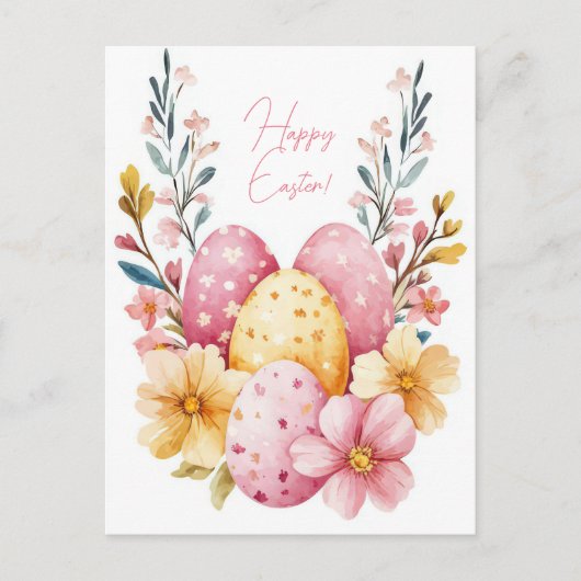Bunte Aquarell Oster Postkarte mit Ostereiern ポストカード (正面)