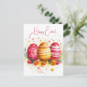 Bunte Aquarell Oster Postkarte mit Ostereiern ポストカード (スタンド正面)