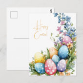 Bunte Aquarell Oster Postkarte mit Ostereiern ポストカード (正面/裏面)