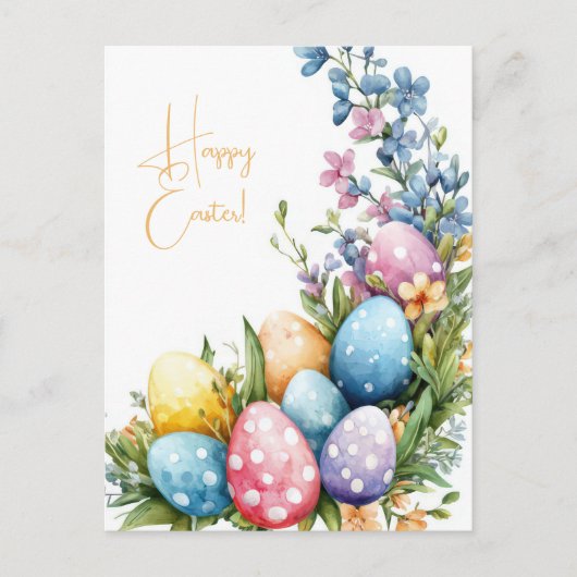 Bunte Aquarell Oster Postkarte mit Ostereiern ポストカード (正面)