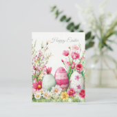Bunte Aquarell Oster Postkarte mit Ostereiern ポストカード (スタンド正面)