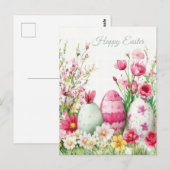 Bunte Aquarell Oster Postkarte mit Ostereiern ポストカード (正面/裏面)