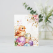 Bunte Aquarell Oster Postkarte mit Ostereiern ポストカード (スタンド正面)