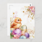 Bunte Aquarell Oster Postkarte mit Ostereiern ポストカード (正面/裏面)