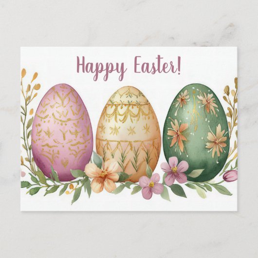 Bunte Aquarell Oster Postkarte mit Ostereiern ポストカード (正面)