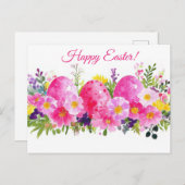 Bunte Aquarell Oster Postkarte mit Ostereiern ポストカード (正面/裏面)