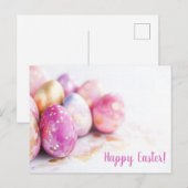 Bunte Aquarell Oster Postkarte mit Ostereiern ポストカード (正面/裏面)