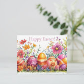 Bunte Aquarell Oster Postkarte mit Ostereiern ポストカード (スタンド正面)
