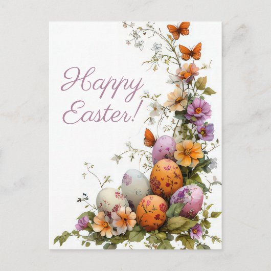 Bunte Aquarell Oster Postkarte mit Ostereiern ポストカード (正面)