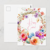Bunte Aquarell Oster Postkarte mit Ostereiern ポストカード (正面/裏面)