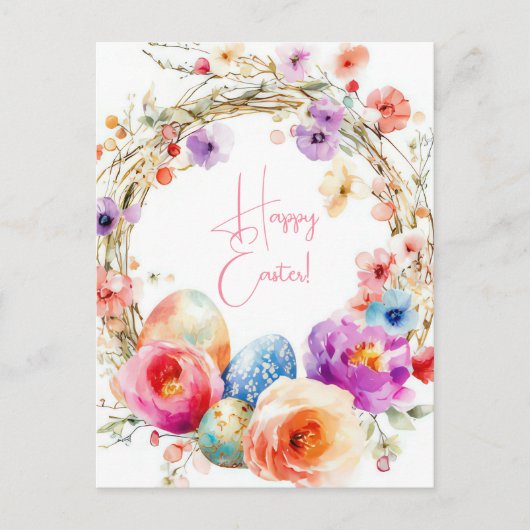 Bunte Aquarell Oster Postkarte mit Ostereiern ポストカード (正面)