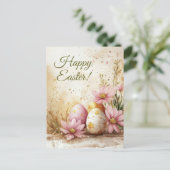 Bunte Aquarell Oster Postkarte mit Ostereiern ポストカード (スタンド正面)