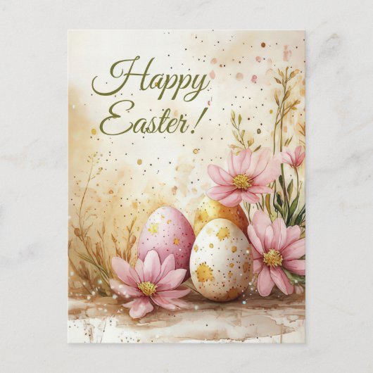 Bunte Aquarell Oster Postkarte mit Ostereiern ポストカード (正面)