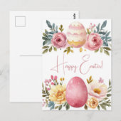 Bunte Aquarell Oster Postkarte mit Ostereiern ポストカード (正面/裏面)