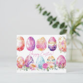 Bunte Aquarell Oster Postkarte mit Ostereiern ポストカード (スタンド正面)