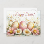 Bunte Aquarell Oster Postkarte mit Ostereiern ポストカード (正面/裏面)