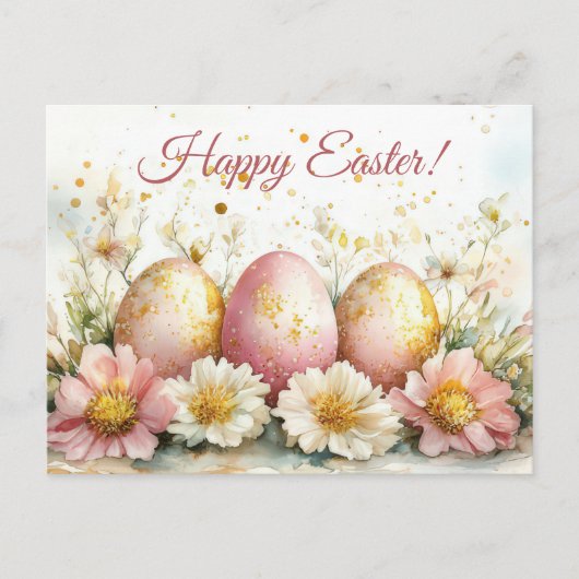 Bunte Aquarell Oster Postkarte mit Ostereiern ポストカード (正面)