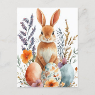 Bunte Aquarell Oster Postkarte mit Osterhase ポストカード