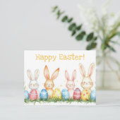 Bunte Aquarell Oster Postkarte mit Osterhasen ポストカード (スタンド正面)