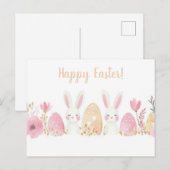 Bunte Aquarell Oster Postkarte mit Osterhasen ポストカード (正面/裏面)
