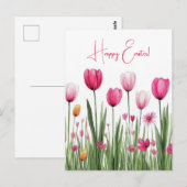 Bunte Aquarell Oster Postkarte mit Tulpen ポストカード (正面/裏面)