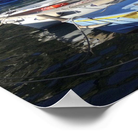 Bunte Boote am Pier ポスター (角)