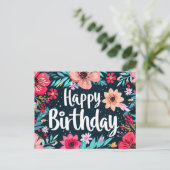 bunte Geburtstagspostkarte mit Blumen  Postkarte ポストカード (スタンド正面)