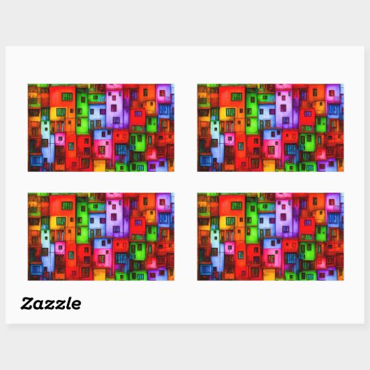 Bunte Häuser 3 長方形シール (シート)