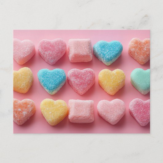 Bunte Herzen aus Zucker Valentinstag ポストカード (正面)