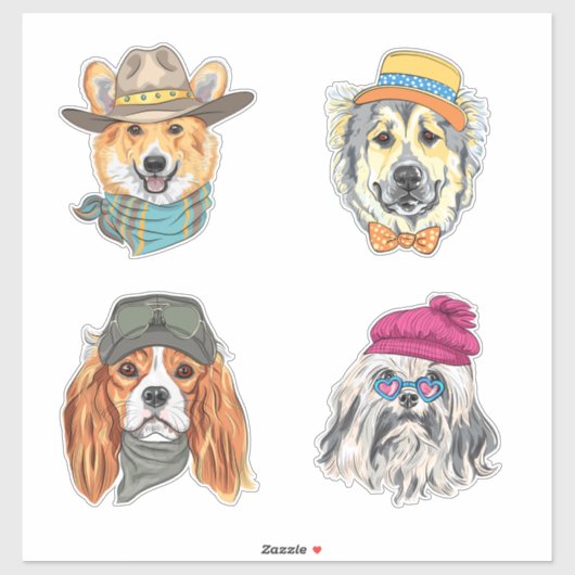 Bunte Hunde Sticker Groß, vielseitig verwendbar シール (シート)