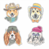 Bunte Hunde Sticker Groß, vielseitig verwendbar シール (正面)