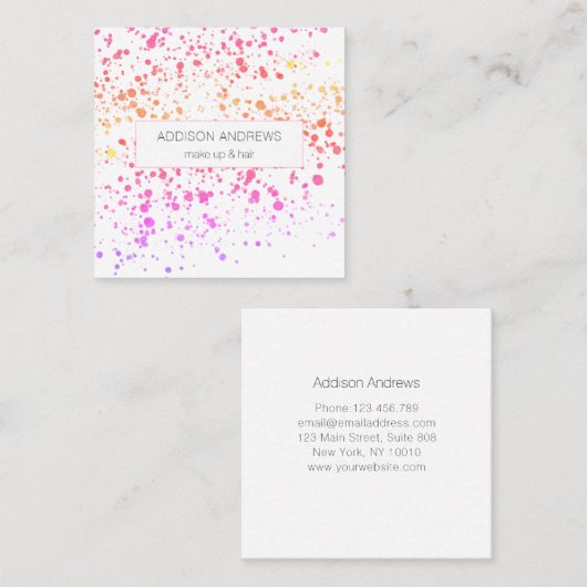 Bunte Kleckse Friseur Makeup Artist スクエア名刺 (正面/裏面)