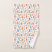 Bunte Knöpfe und Garne- Nähen- Muster ハンドタオル (ハンドタオル)