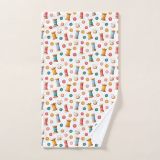 Bunte Knöpfe und Garne- Nähen- Muster ハンドタオル