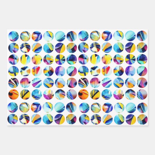 Bunte Kreise auf weißem Hintergrund ラッピングペーパーシート (正面3)