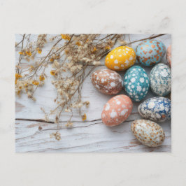 Bunte Ostereier Postkarte mit Frühlingsblumen ポストカード