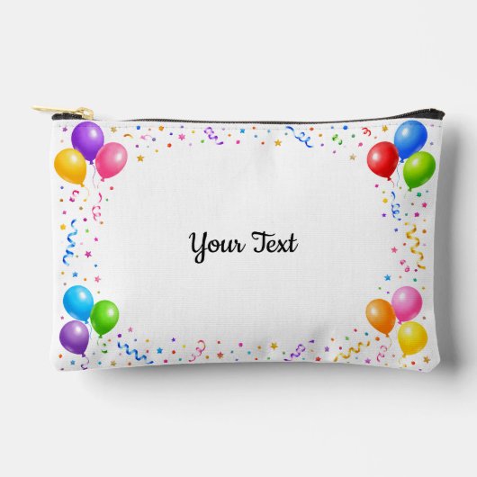Bunte Party Ballons Konfetti Rahmen Design アクセサリーポーチ (正面)