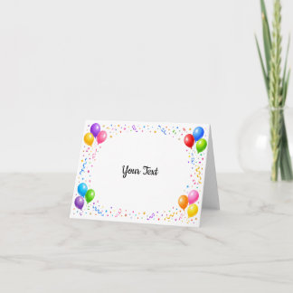 Bunte Party Ballons Konfetti Rahmen Design サンキューカード
