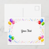 Bunte Party Ballons Konfetti Rahmen Design ポストカード (正面/裏面)