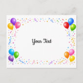 Bunte Party Ballons Konfetti Rahmen Design ポストカード (正面)