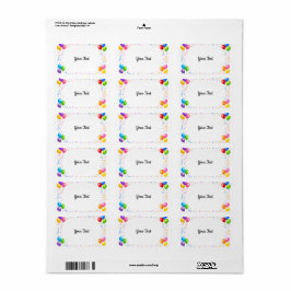 Bunte Party Ballons Konfetti Rahmen Design ラベル