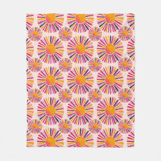 Bunte Sonne- Aquarellstil フリースブランケット