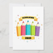 Bunte Stifte mit Sternchen - Schulkind 2025 | 招待状 (正面)