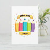 Bunte Stifte mit Sternchen - Schulkind 2025 | 招待状 (スタンド正面)