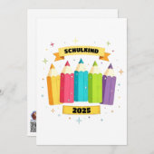 Bunte Stifte mit Sternchen - Schulkind 2025 | 招待状 (正面/裏面)