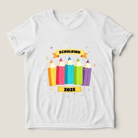 Bunte Stifte mit Sternchen - Schulkind 2026 トライブレンドＴシャツ (デザイン正面)