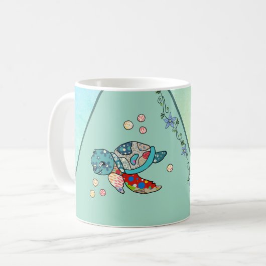 bunte Wasserschildkröte personalisiert コーヒーマグカップ (正面左)